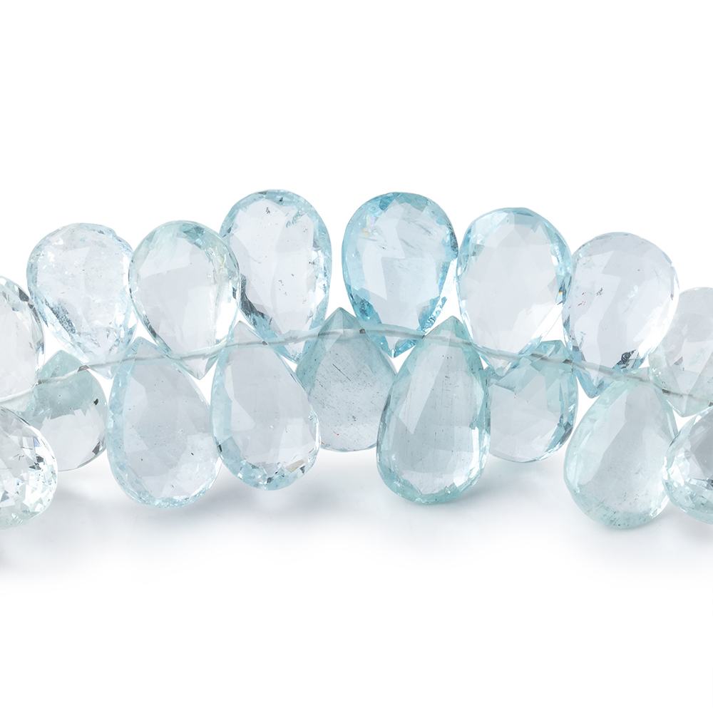 11x7mm Aquamarine Faceted Pear Beads 8 inch 63 beads AA - Beadsofcambay.com