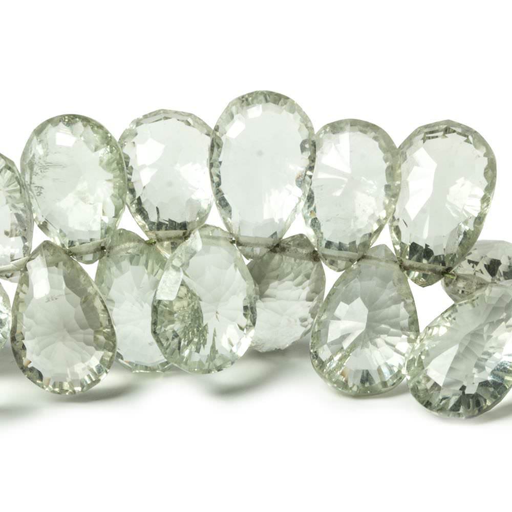 11x7x5-14x8x6mm Prasiolite Pear Concave Faceted Briolette Beads 64 pieces - Beadsofcambay.com