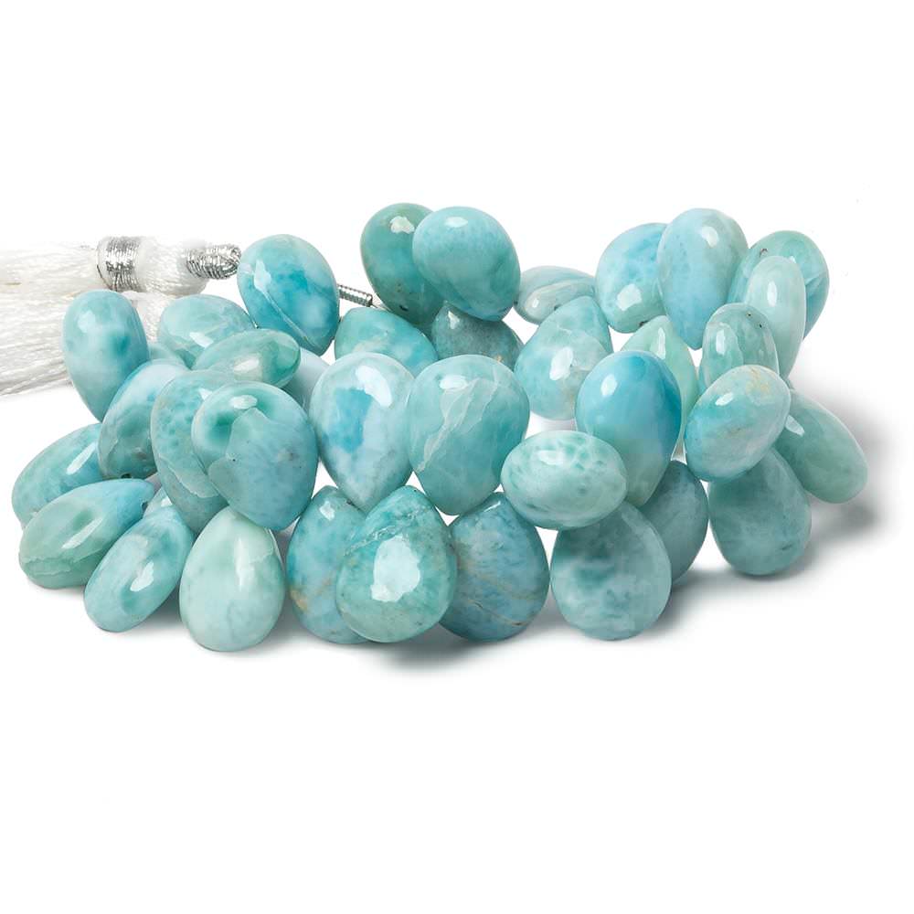 11x8-13x10mm Larimar plain pear beads 6.5 inch 41 pieces AA Grade - Beadsofcambay.com