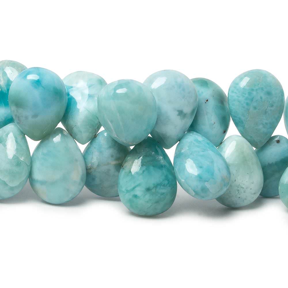 11x8-13x10mm Larimar plain pear beads 6.5 inch 41 pieces AA Grade - Beadsofcambay.com