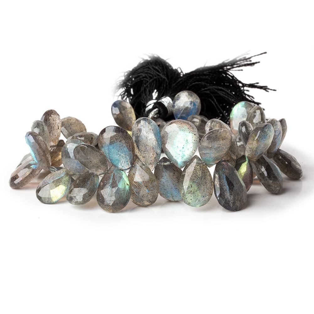11x8-14x8mm Labradorite Faceted Pear Beads 8 inch 49 pieces - Beadsofcambay.com
