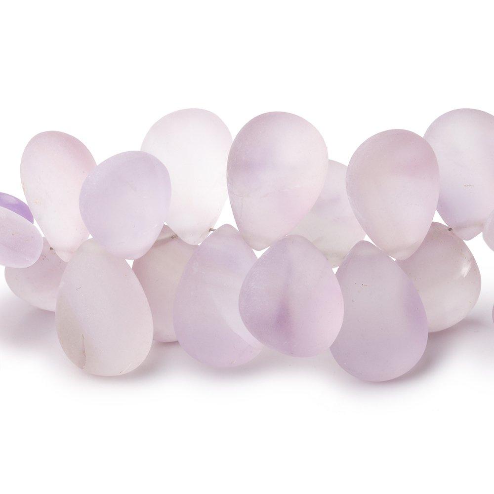 11x8-16x12mm Frosted Pink Amethyst Plain Pear Beads 8 inch 53 pieces - Beadsofcambay.com