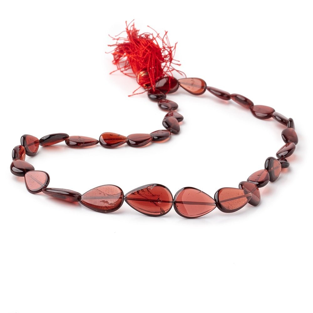 11x8-17x10mm Garnet Plain Pear Beads 15 inch 32 pieces - Beadsofcambay.com