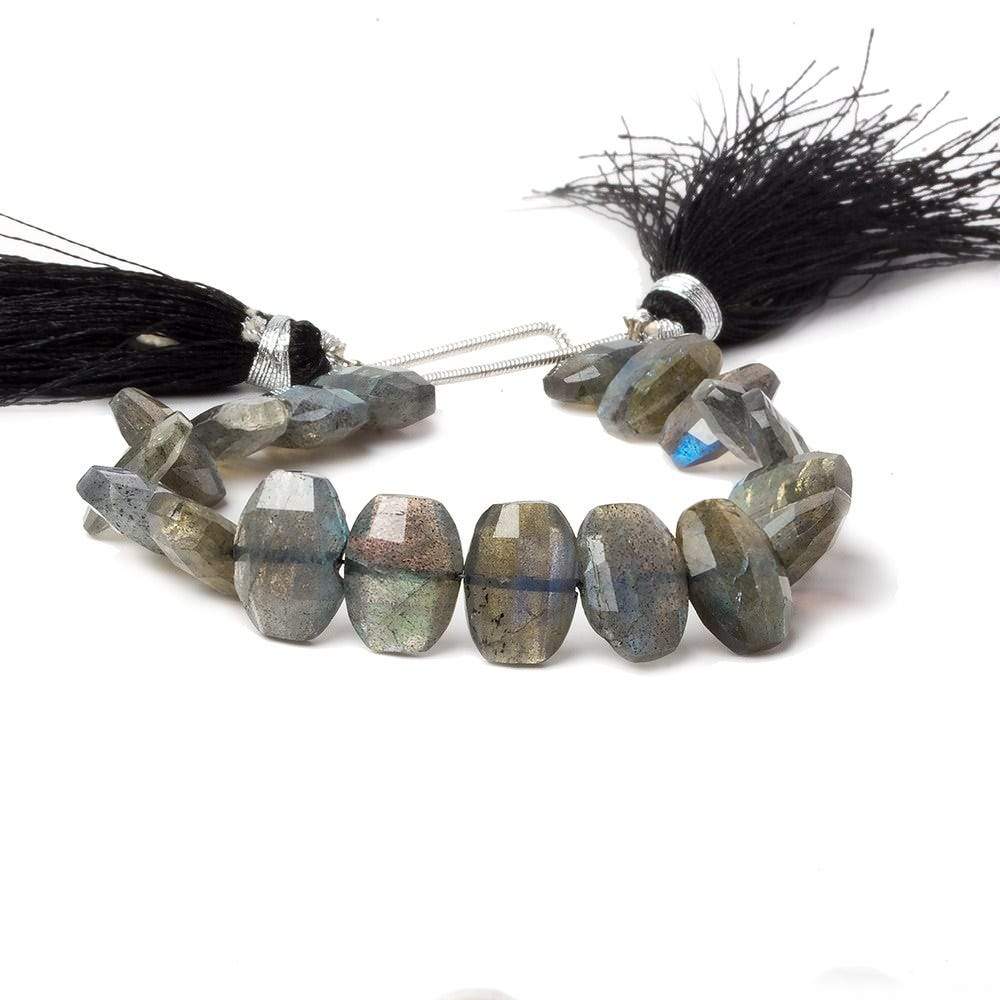 11x8mm Labradorite side drilled Faceted Cushion Beads 6 inch 19 pieces - Beadsofcambay.com
