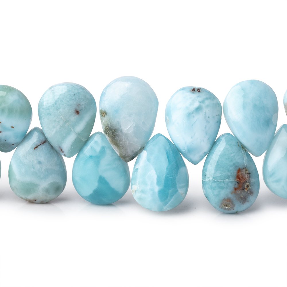 11x8mm Larimar Plain Pear Beads 7.5 inch 39 pieces AA - Beadsofcambay.com