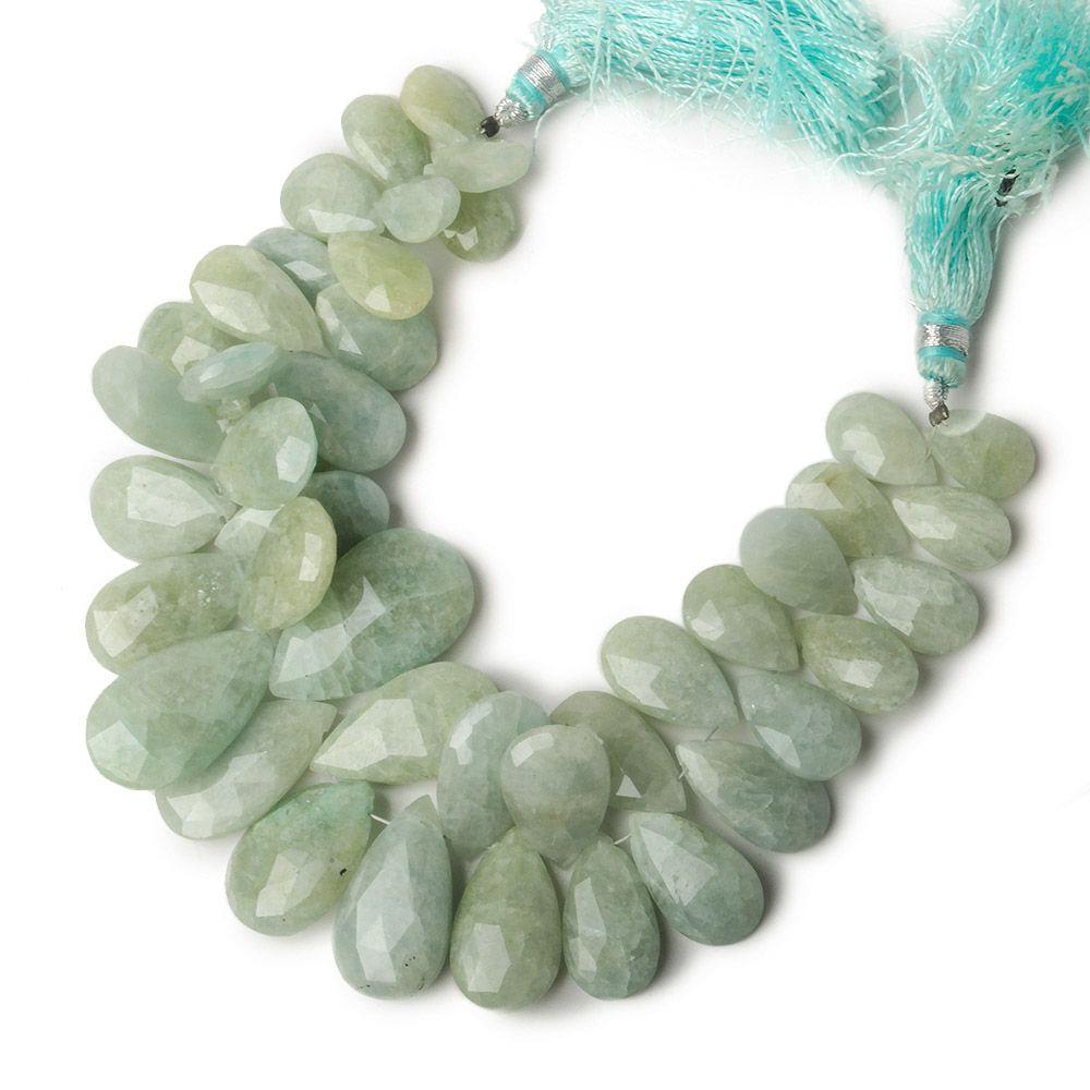 11x8x4-23x15x6mm Milky Aquamarine Pear Briolettes 6.75 inch 39 beads A - Beadsofcambay.com