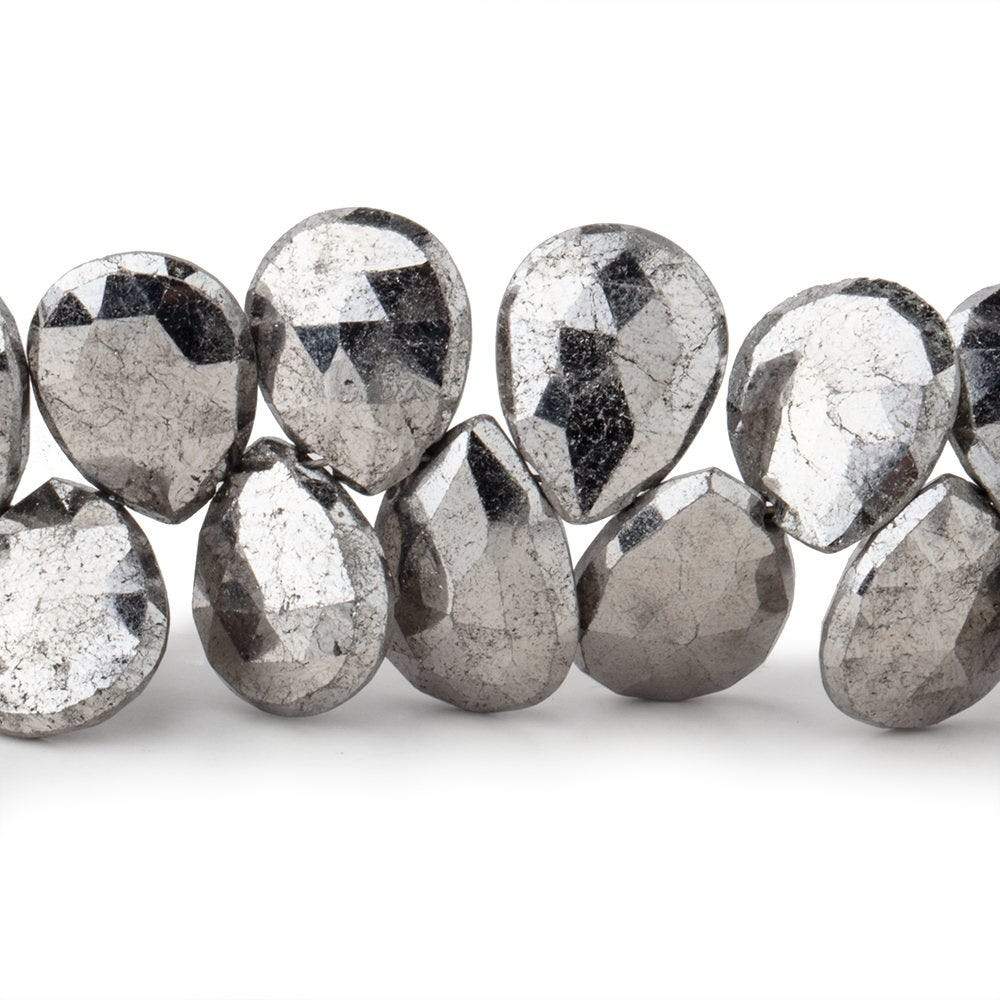 11x9-13x11mm White Pyrite Faceted Pear Beads 7 inch 35 pieces - Beadsofcambay.com
