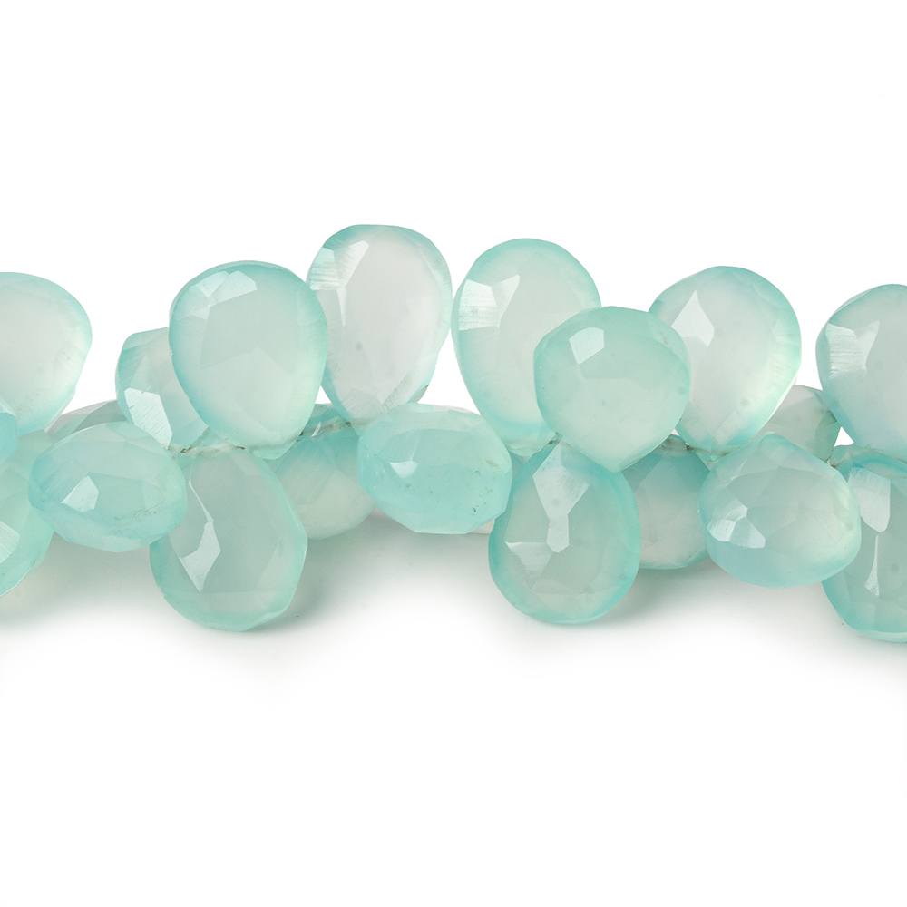 11x10-14x11mm Seafoam Blue Chalcedony faceted pears 8 inch 61 beads AAA - Beadsofcambay.com