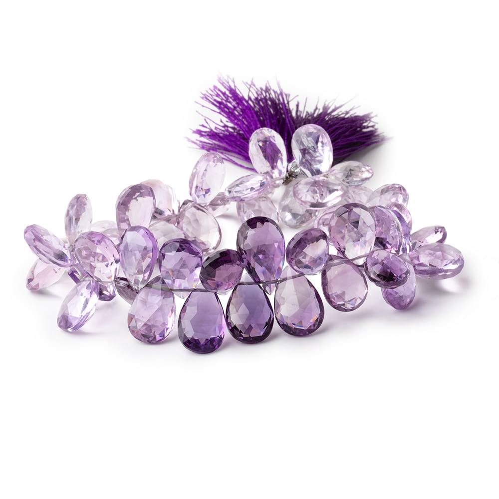 11x9-14x10mm Amethyst & Pink Amethyst Faceted Pear Beads 8 inch 48 pieces - Beadsofcambay.com