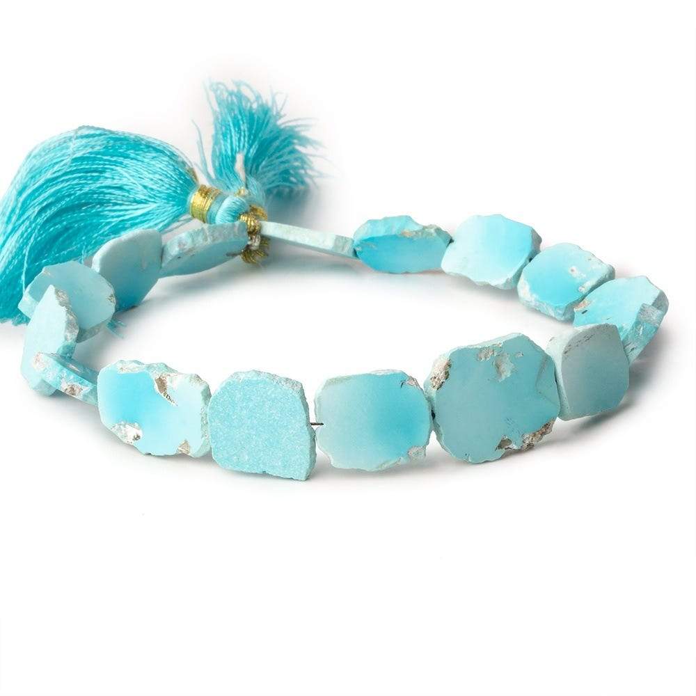11x9-14x10mm Turquoise plain slice freeform beads 8 inch 15 pieces - Beadsofcambay.com