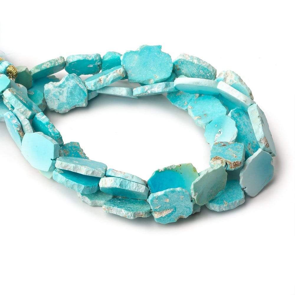 11x9-14x10mm Turquoise plain slice freeform beads 8 inch 15 pieces - Beadsofcambay.com