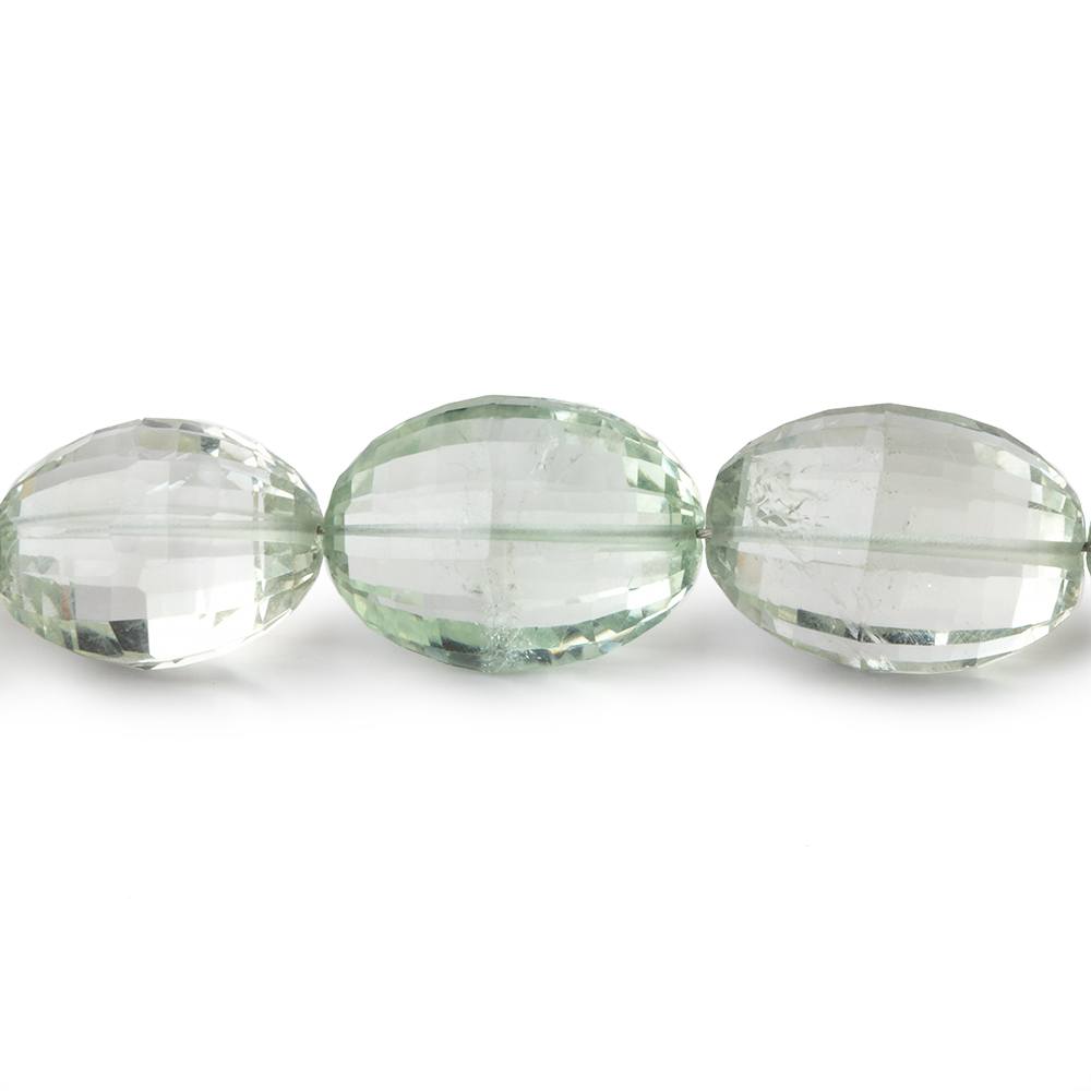 11x9-14x11mm Prasiolite Checkerboard Faceted Oval Beads 9 inch 16 pieces - Beadsofcambay.com