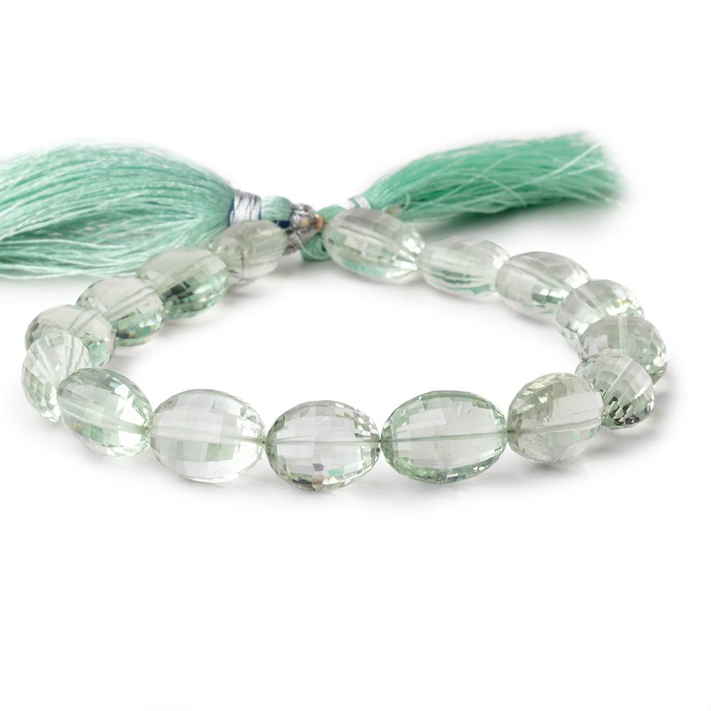 11x9-14x11mm Prasiolite Checkerboard Faceted Oval Beads 9 inch 16 pieces - Beadsofcambay.com