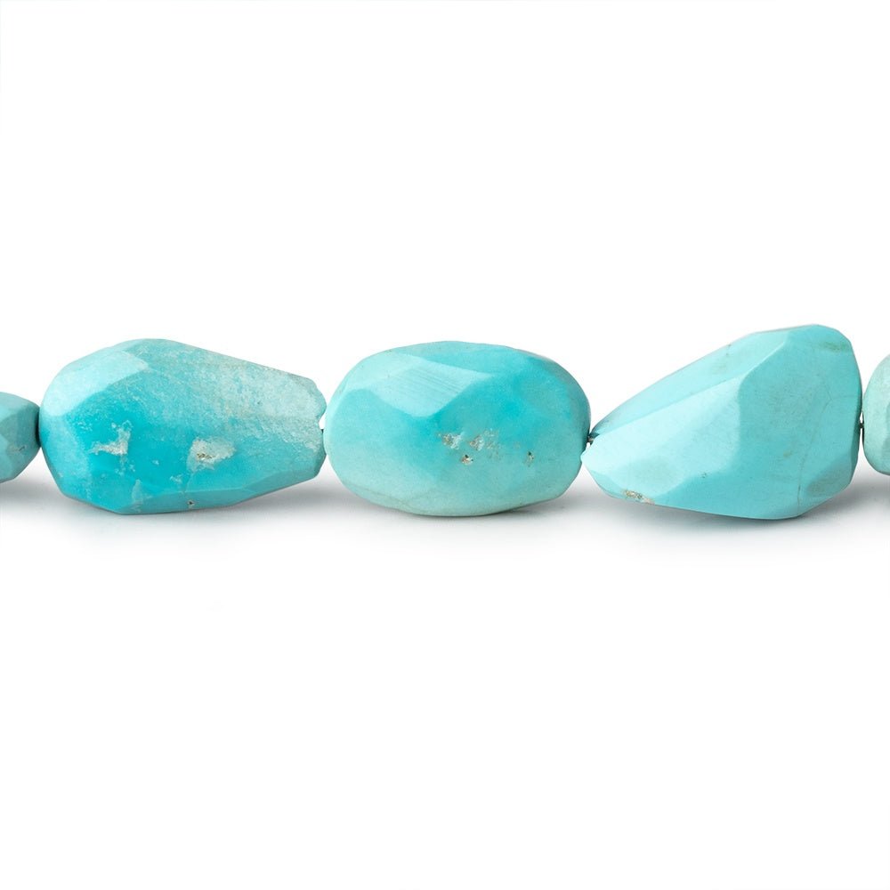 11x9-15.5x10mm Sleeping Beauty Turquoise faceted nuggets 16 inch 31 beads - Beadsofcambay.com