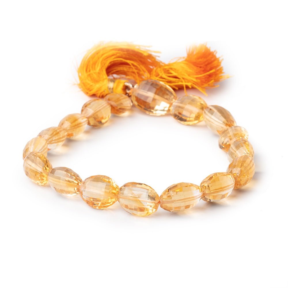 11x9-15x11mm Citrine checkerboard faceted oval Beads 8.5 inch 15 pieces - Beadsofcambay.com