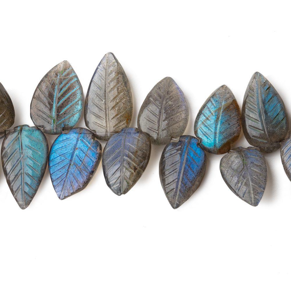 11x9-16x9mm Labradorite hand carved leaf beads 6 inch 33 pieces AAA - Beadsofcambay.com