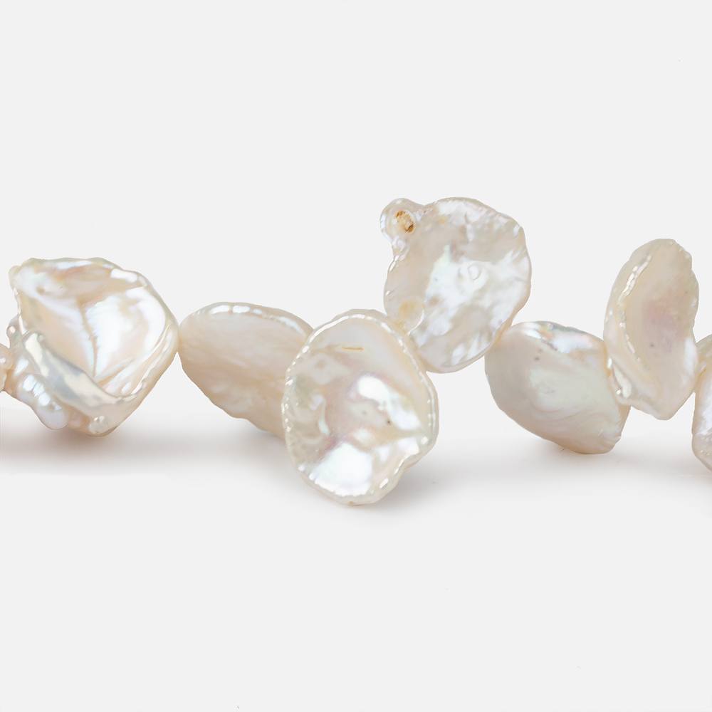 11x9-17x12mm Off White top drilled Keshi Freshwater Pearls AA 16 inch 40 pcs - Beadsofcambay.com