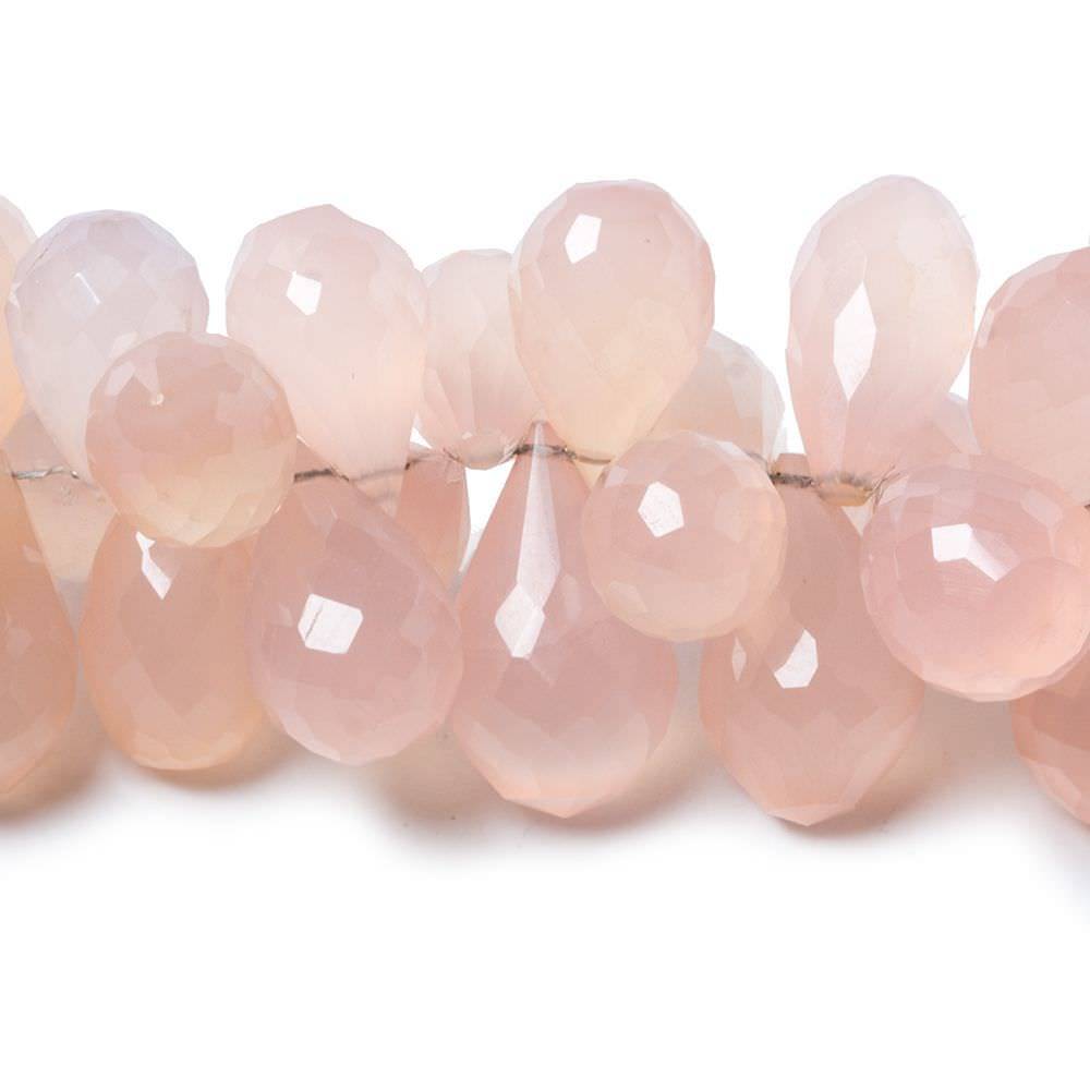 11x9-17x9mm Blush Pink Chalcedony Tear Drop Briolette 9 inch 76 pcs - Beadsofcambay.com
