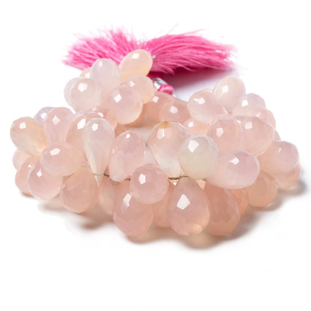 11x9-17x9mm Blush Pink Chalcedony Tear Drop Briolette 9 inch 76 pcs - Beadsofcambay.com