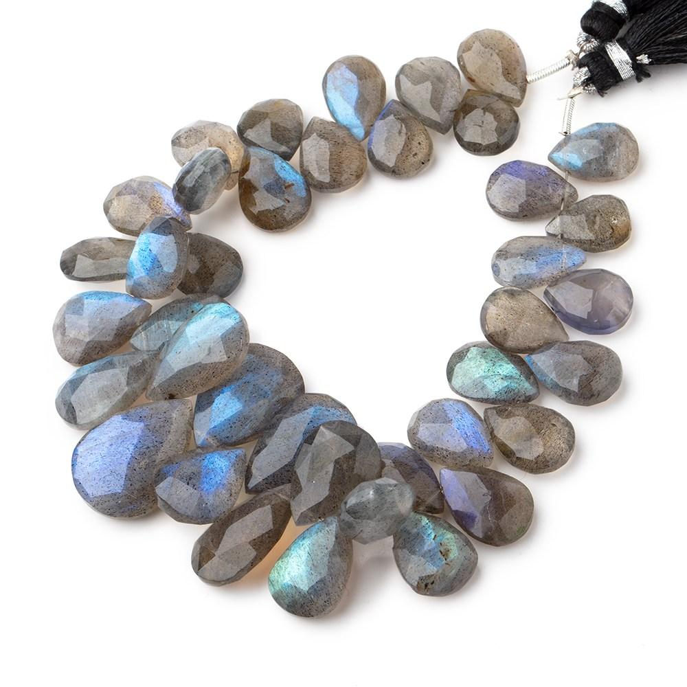 11x9-19x13mm Labradorite Faceted Pear Beads 7.5 inch 38 pieces AA - Beadsofcambay.com