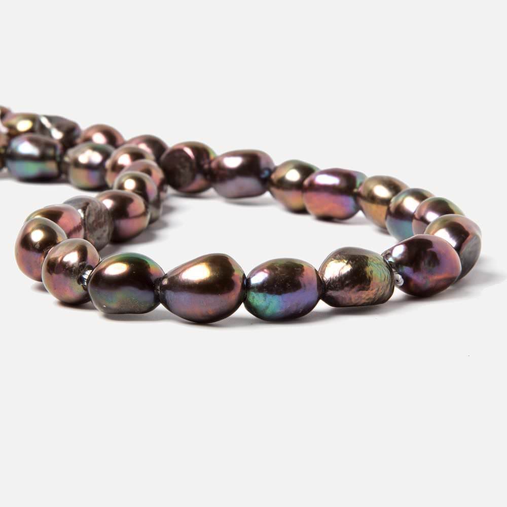 11x9.5-12.5x10mm Metallic Peacock Baroque 2.5mm large hole Pearl 15 in. 30 pcs - Beadsofcambay.com