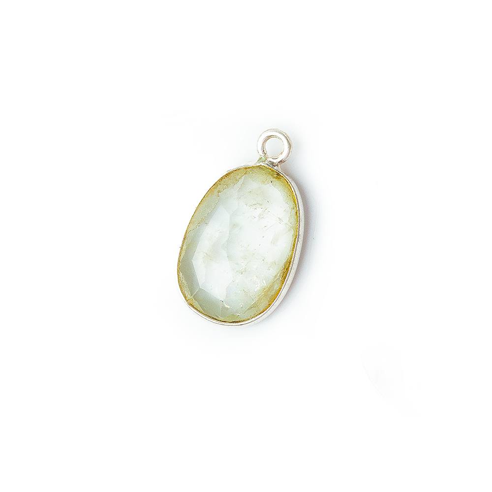 11x9mm Sterling Silver .925 Bezel Rutilated Quartz Faceted Nugget Cabochon Pendant 1 piece - Beadsofcambay.com