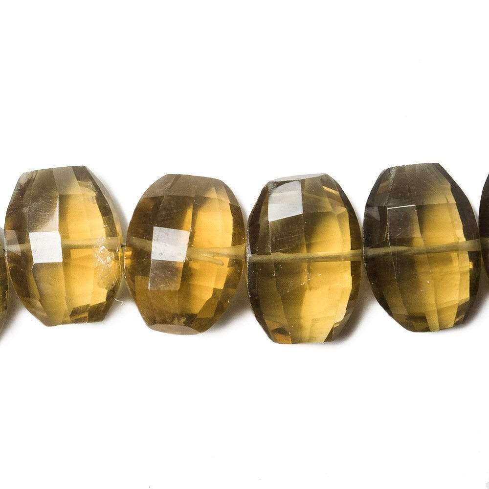 11x9mm Whiskey Quartz side drilled Faceted Cushion Beads 5.5 inch 16 pieces - Beadsofcambay.com