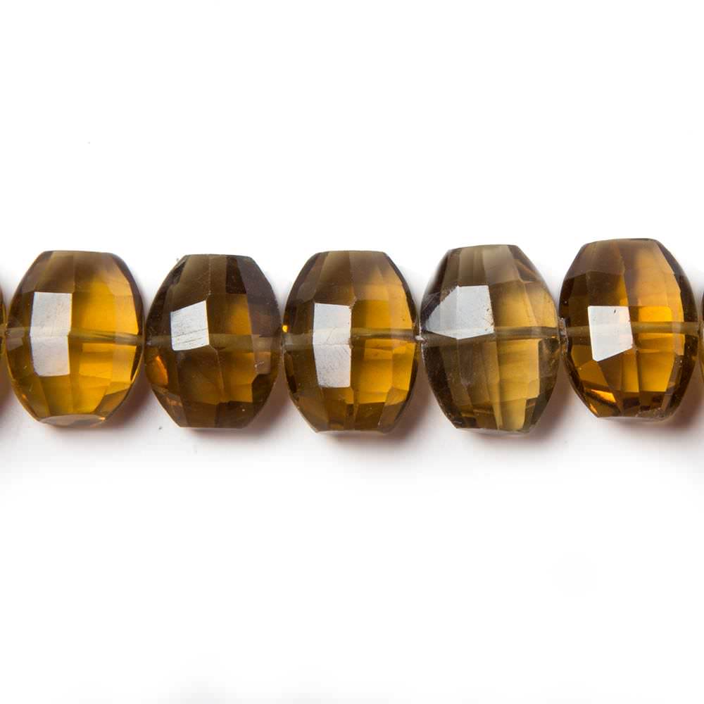 11x9mm Whiskey Quartz side drilled Faceted Cushion Beads 5.5 inch 16 pieces - Beadsofcambay.com