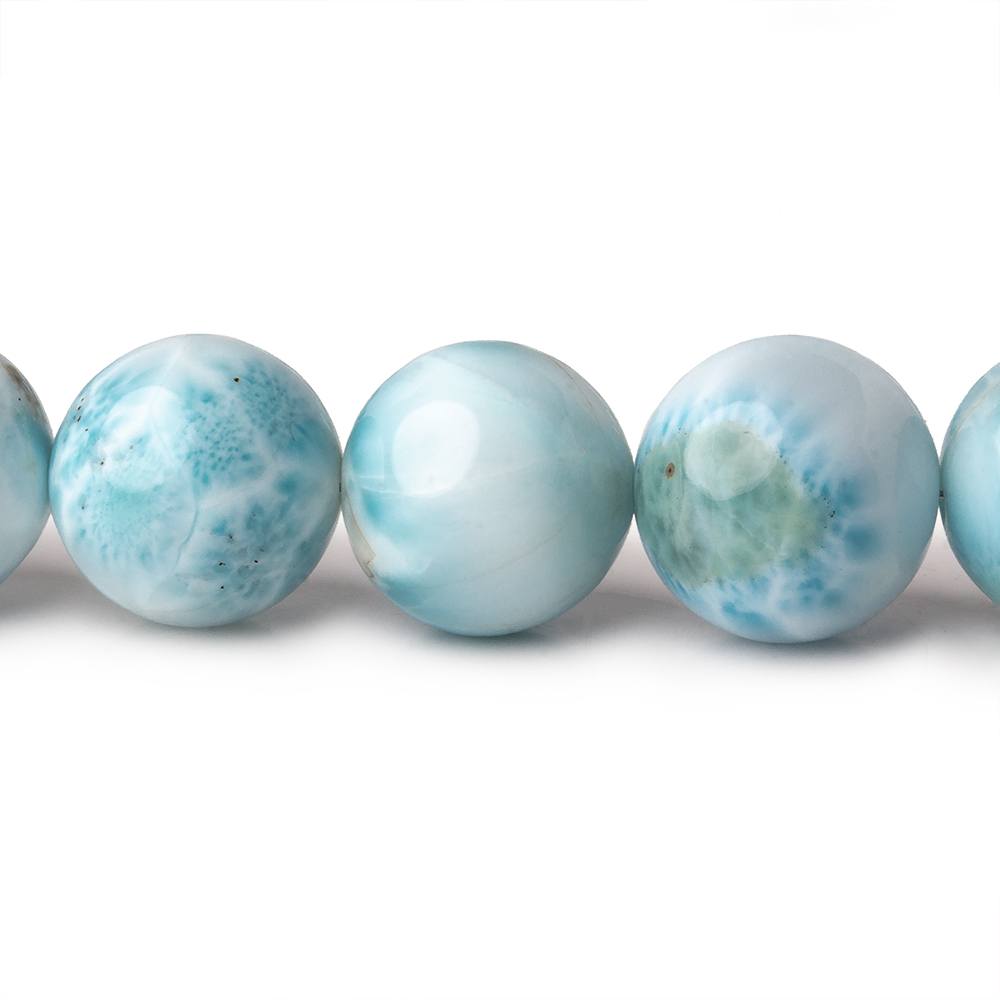 12-12.5mm Larimar Plain Round beads 15 inch 33 pieces AAA - Beadsofcambay.com