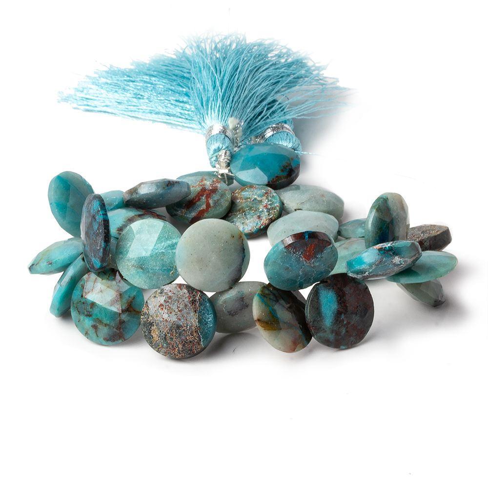 12-13mm Chrysocolla Top Drilled Faceted Coins 8 inch 29 Beads AA - Beadsofcambay.com