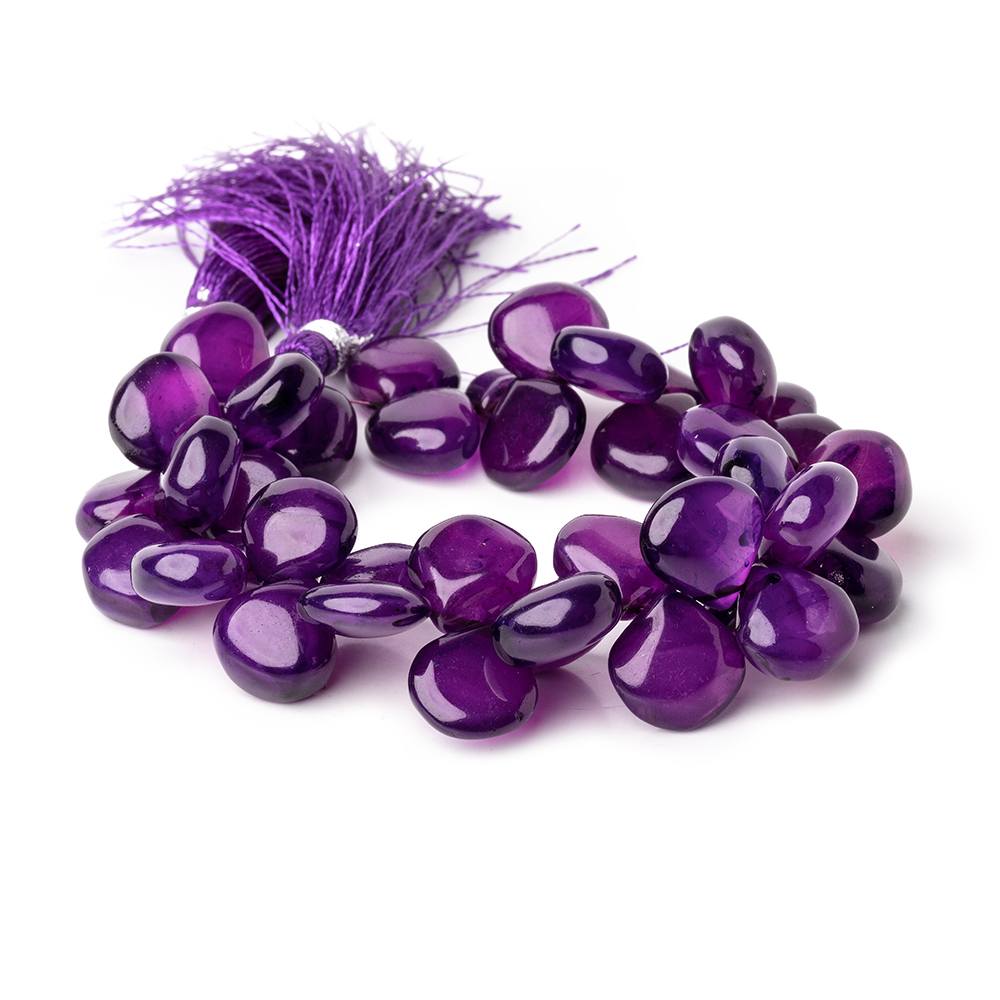 12-13mm Pansy Purple Chalcedony Plain Heart Beads 7 inch 40 pieces - Beadsofcambay.com