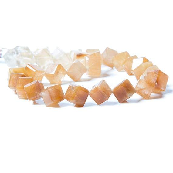 12-14mm Caramel Rutilated Quartz bezel faceted cubes 16 inch 31 Beads - Beadsofcambay.com