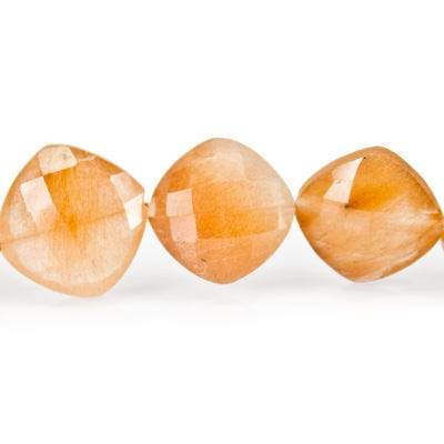 12-14mm Caramel Rutilated Quartz Faceted Pillow Beads 16 inch 32 pcs AAA - Beadsofcambay.com