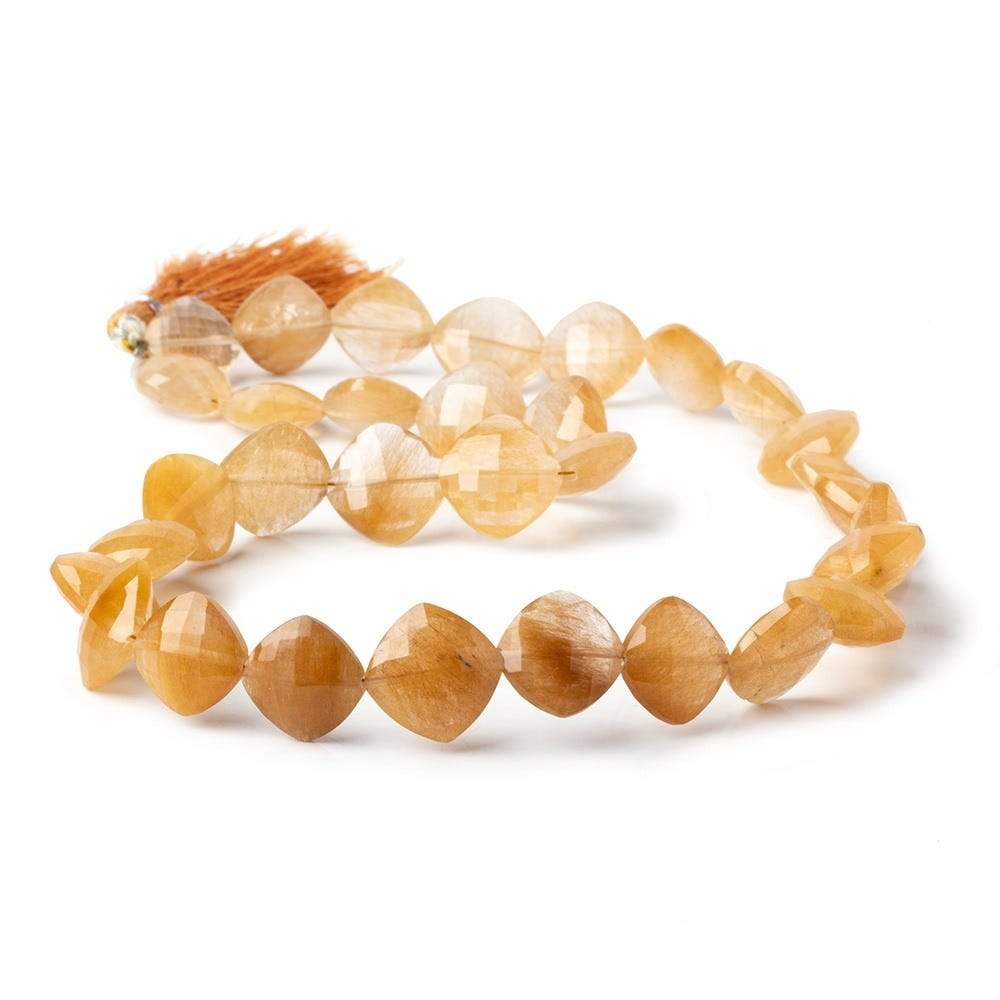 12-14mm Caramel Rutilated Quartz Faceted Pillow Beads 16 inch 32 pcs AAA - Beadsofcambay.com