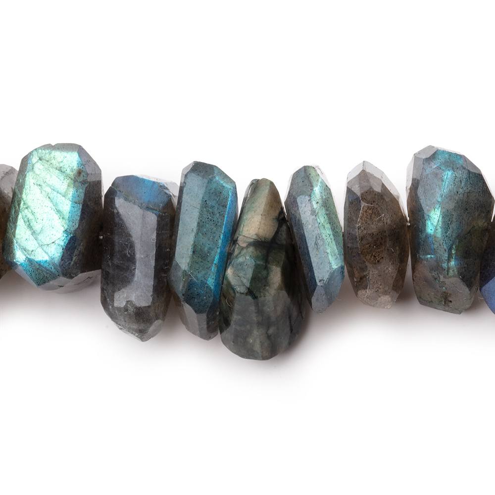 12-14mm Labradorite Center Drill Faceted Nuggets 7.5 inch 23 Beads - Beadsofcambay.com