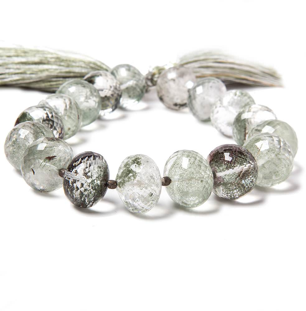 12-14mm Moss Quartz faceted rondelle beads 8 inch 17 pieces - Beadsofcambay.com
