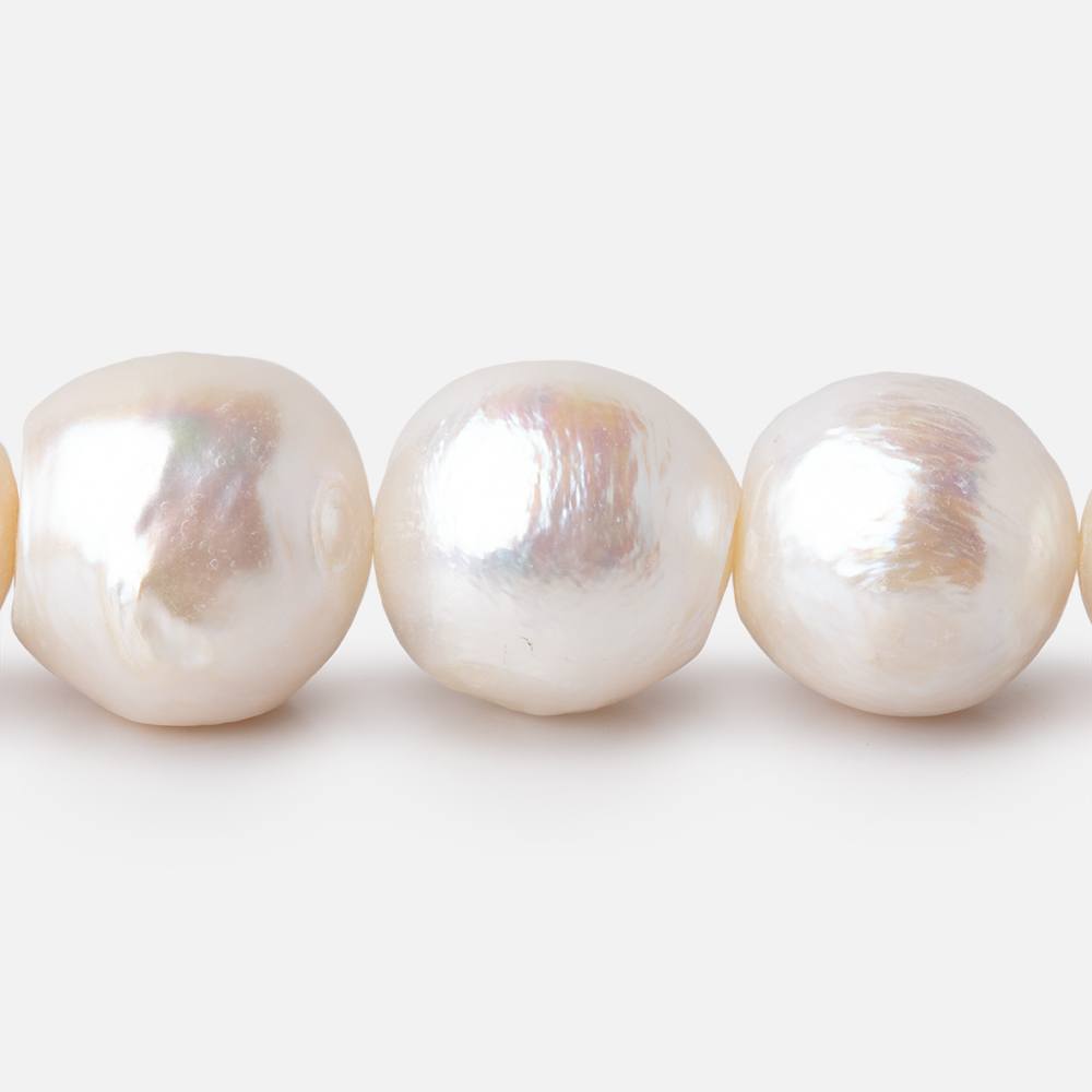12-14mm Off White Round Freshwater Pearls 16 inch 34 pieces - Beadsofcambay.com