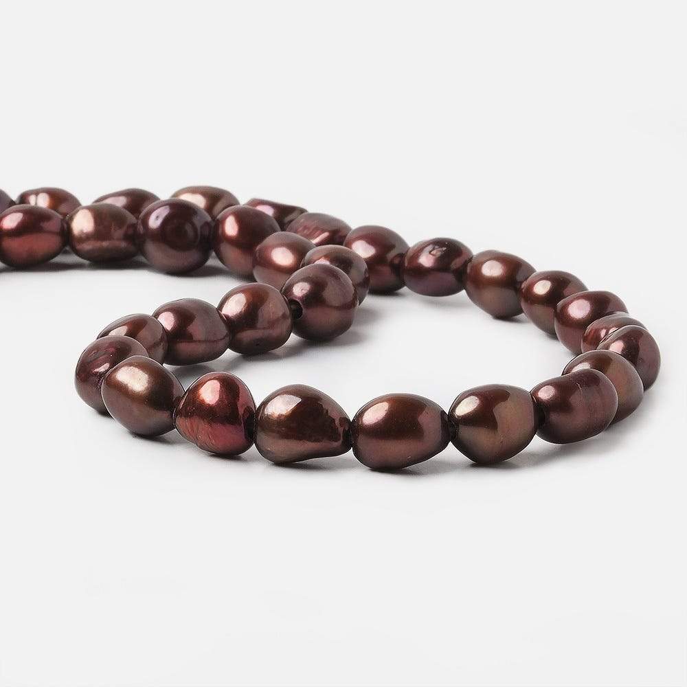 12- 14mm Strawberry Chocolate Large Hole Baroque Pearls 15 in. 26 pcs - Beadsofcambay.com
