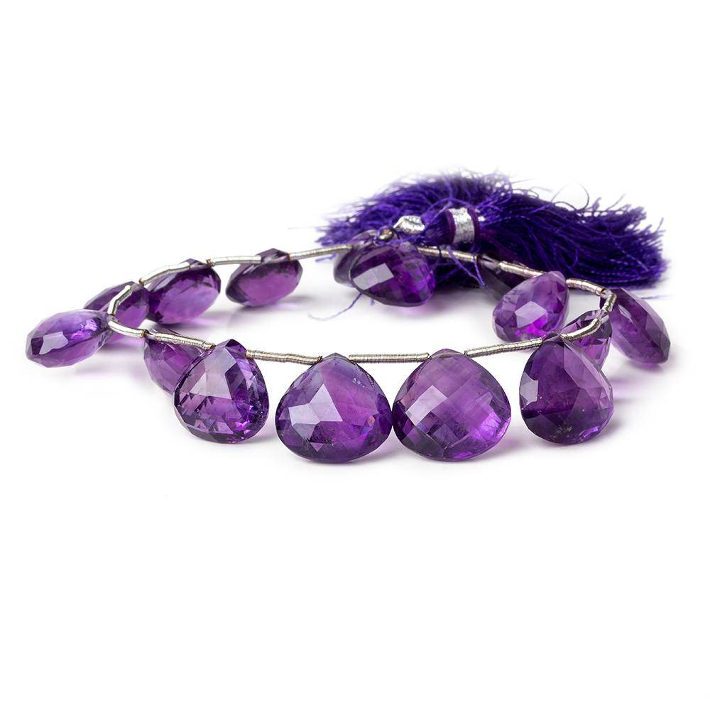 12-15mm Amethyst Faceted Heart Beads 8.5 inch 15 pieces - Beadsofcambay.com