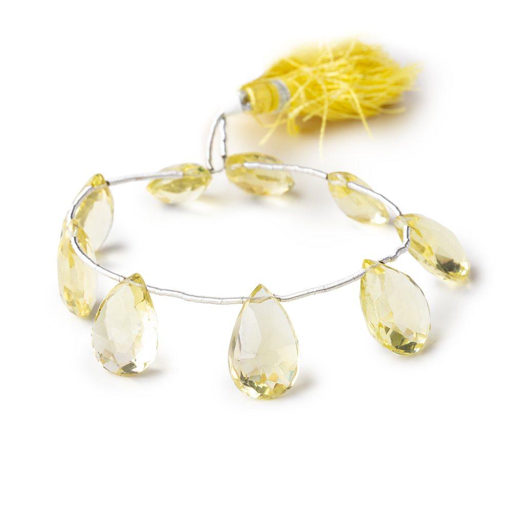 12-15mm Lemon Quartz Faceted Pear Beads 6.5 inch 9 pieces - Beadsofcambay.com