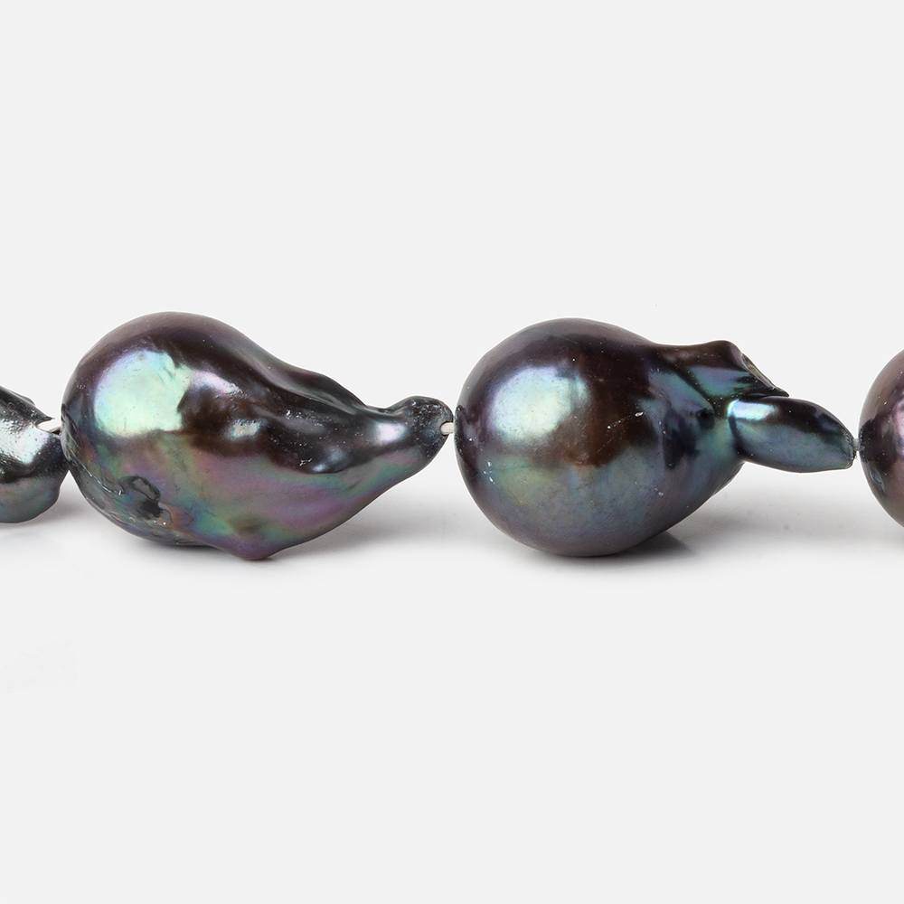 12-15mm Peacock Ultra Baroque Freshwater Pearls 16.5 inch 16 pcs .8mm drill hole AAA - Beadsofcambay.com