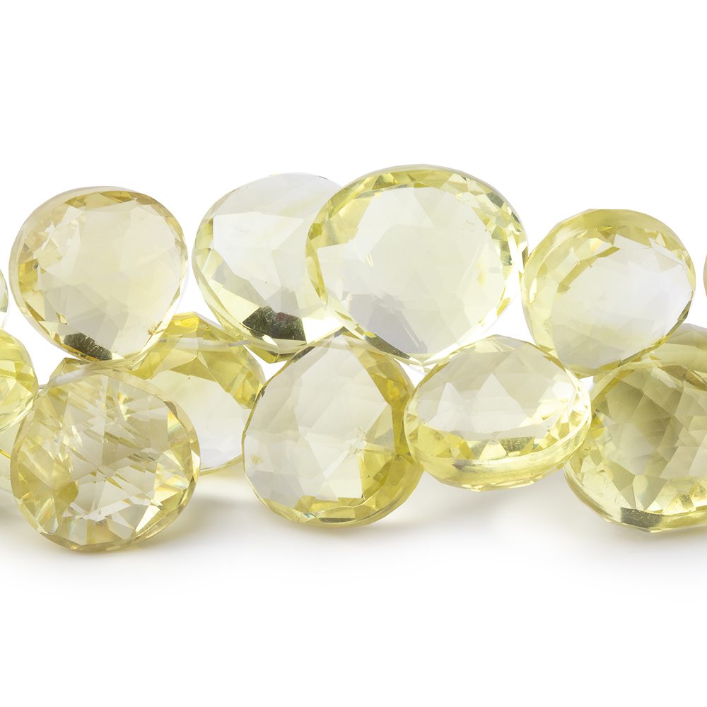 12-16.5mm Lemon Quartz Faceted Heart Beads 8 inch 38 pieces AAA - Beadsofcambay.com