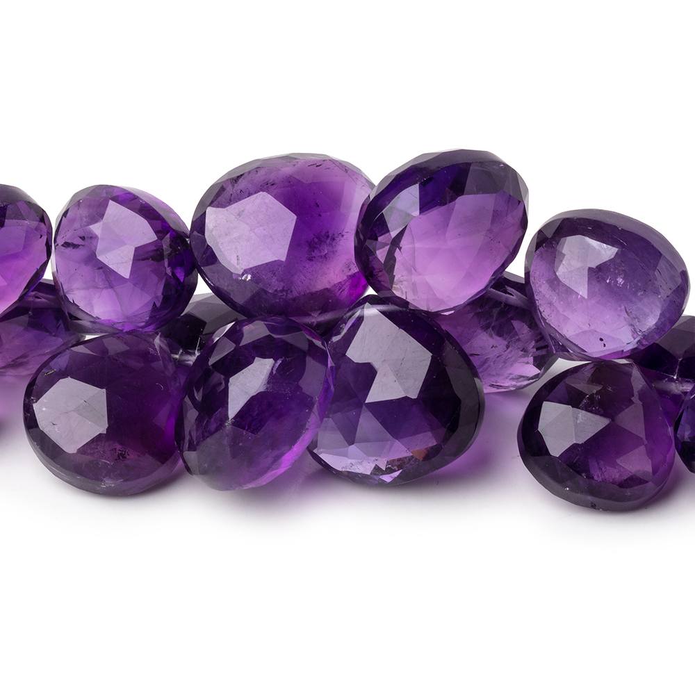 12-17mm Amethyst Faceted Heart Beads 8 inch 34 pieces AAA - Beadsofcambay.com