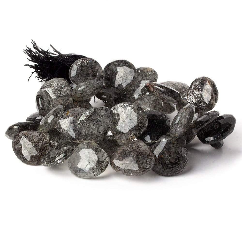 12-18mm Tourmalinated Quartz Faceted Heart Beads 8.5 inch 39 pieces - Beadsofcambay.com