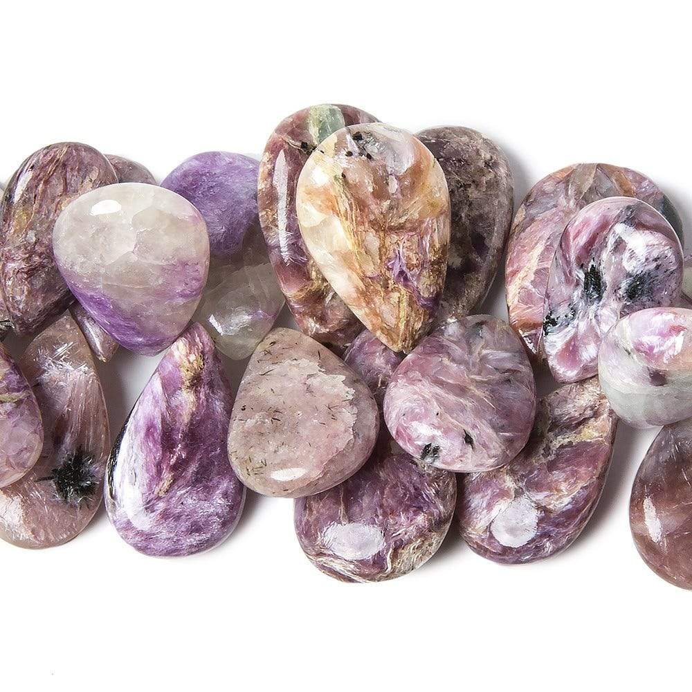 12-25mm Charoite Plain Pear Beads 8 inch 52 pieces - Beadsofcambay.com