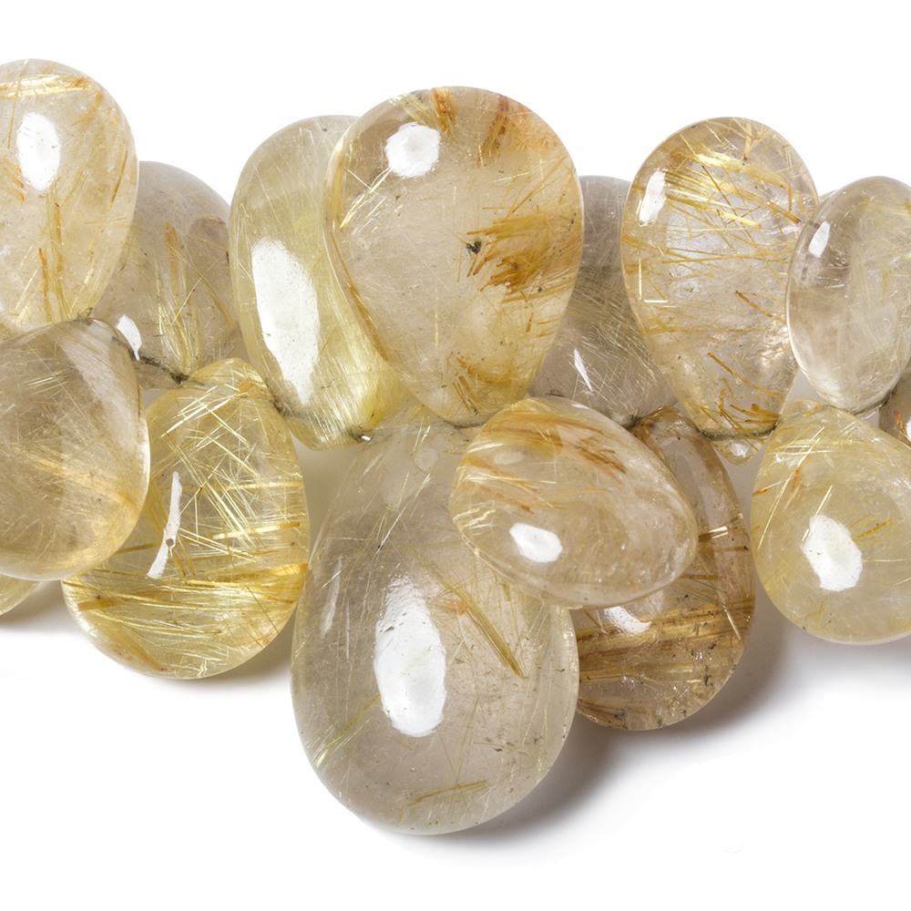 12-28mm Rutilated Quartz Plain Pear Beads 6.5 inch 31 beads - Beadsofcambay.com
