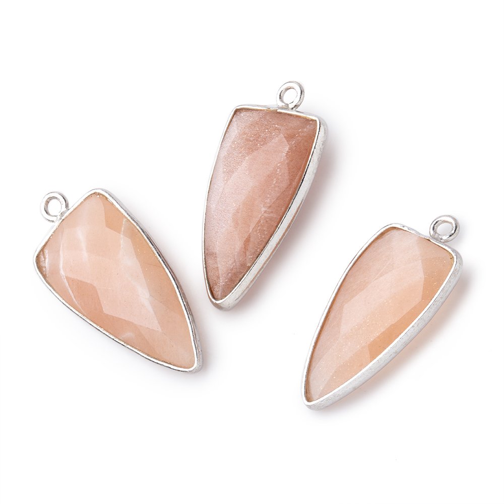 21x11mm Silver Bezel Angel Skin Peach Moonstone faceted point 1 focal bead view 1