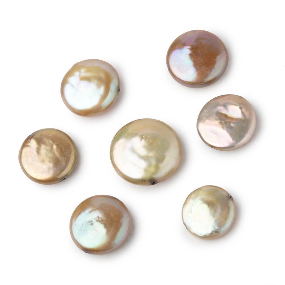 12.5-14.5mm Sage Green Coin Freshwater Pearl Focal 1 piece - Beadsofcambay.com