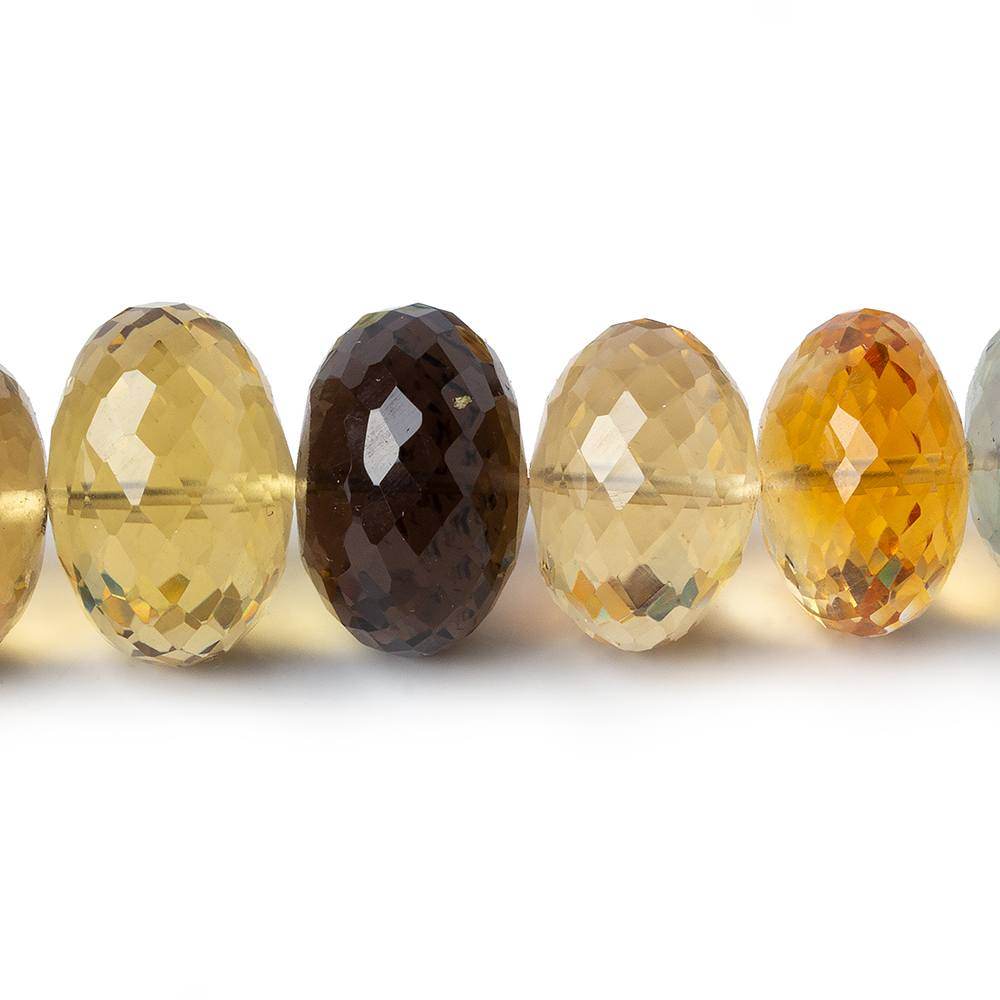 12.5-17.5mm Multi Gemstone Faceted Rondelle Beads 16 inch 38 pieces AAA Grade - Beadsofcambay.com
