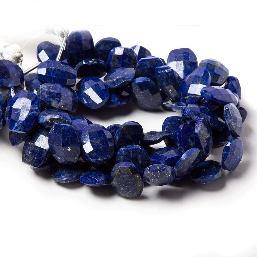 12.5x10mm Lapis Lazuli side drilled Faceted Cushion Beads 7 inch 17 pieces - Beadsofcambay.com